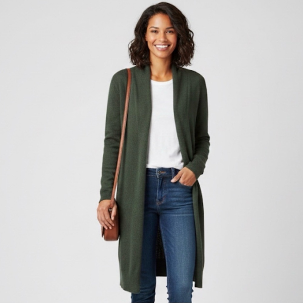 Quince Forest Green Long Cardigan